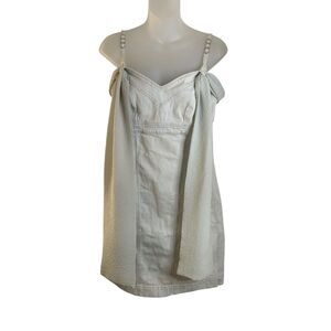 Cop Copine Denim Midi Dress W/ Scarf Women's Gray Sleeveless Zip Up Size 40 US M